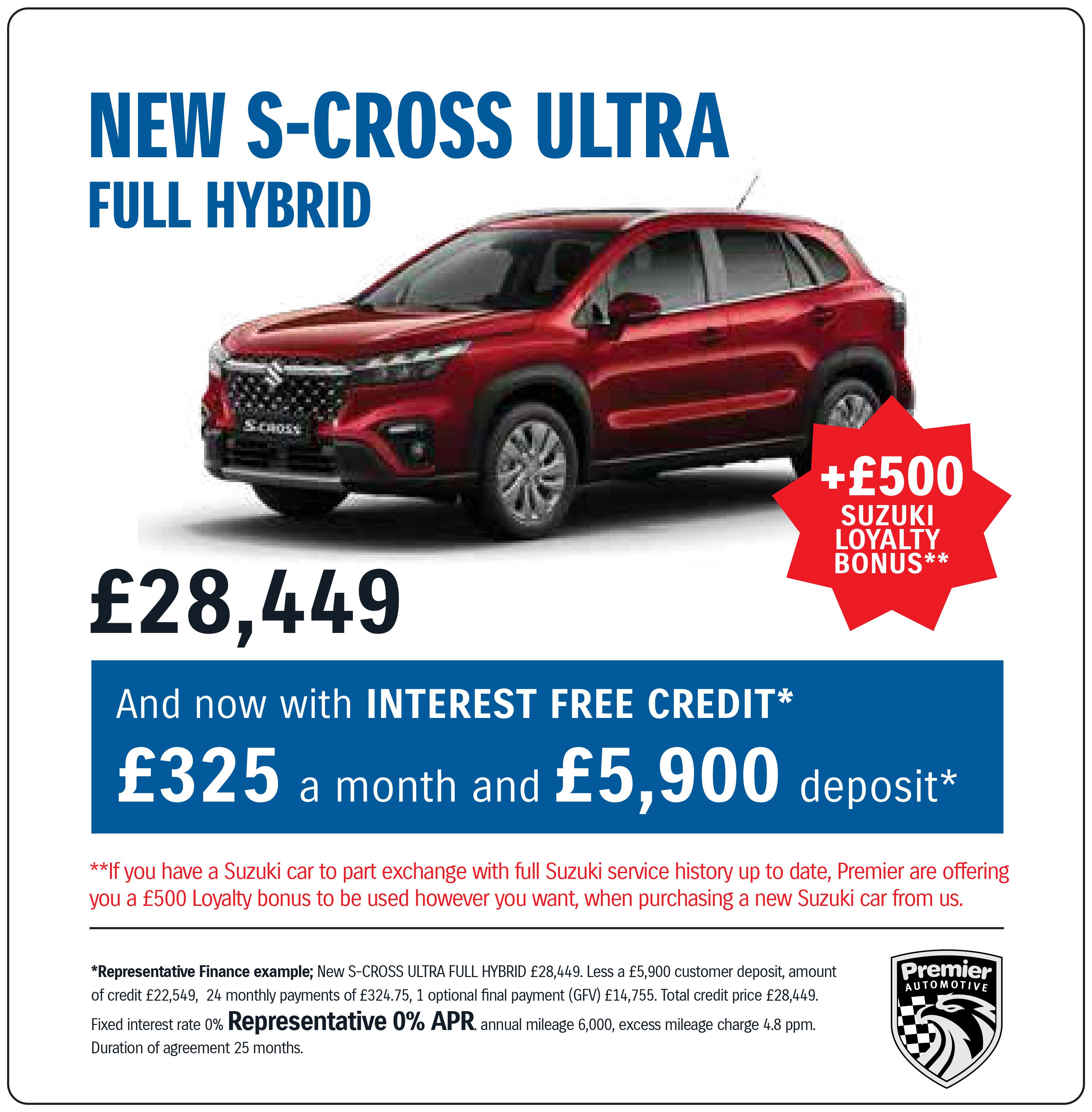 NEW S-CROSS ULTRA FULL HYBRID WITH INTEREST FREE CREDIT